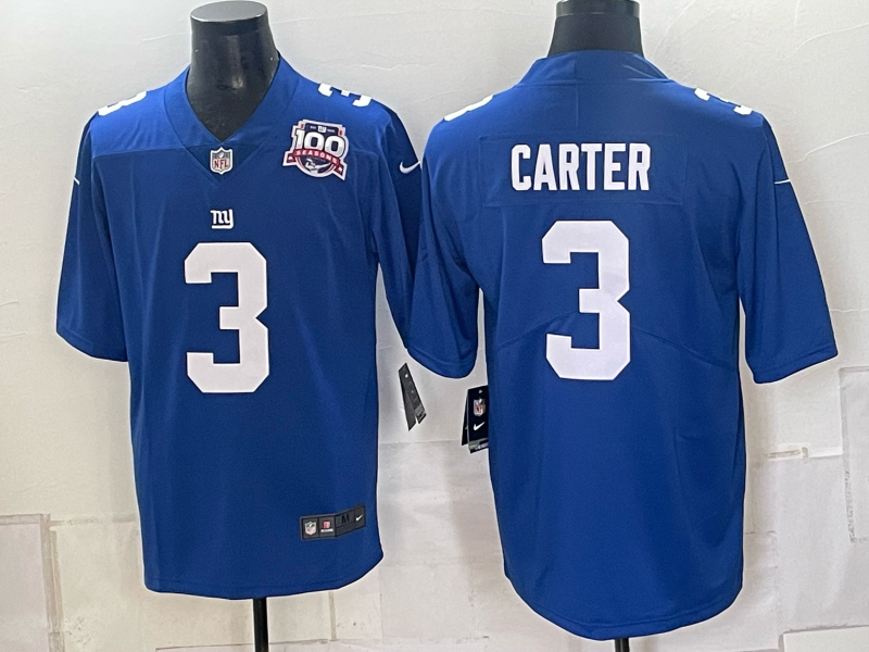 Men New York Giants #3 Carter blue Nike 2026 NFL Game Jersey 0931002